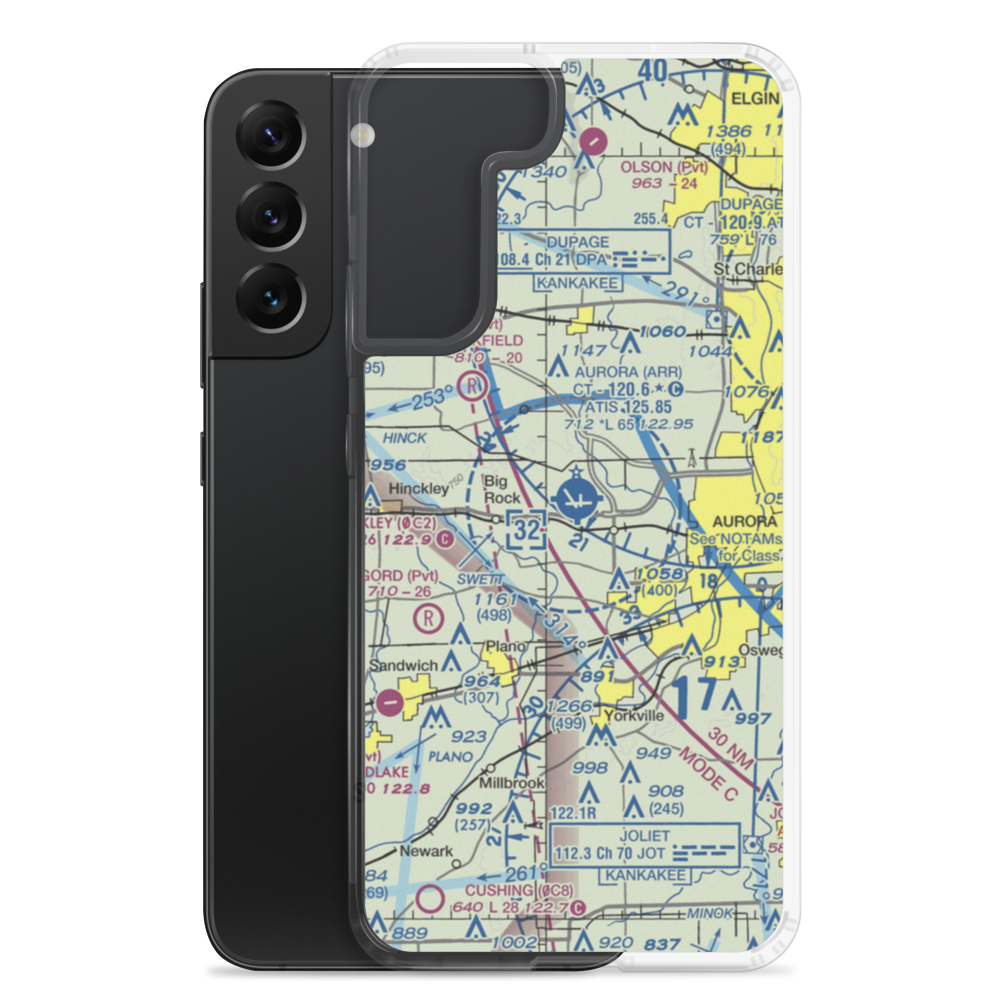 Aurora Municipal Airport (ARR) VFR Sectional Samsung Case Samsung Galaxy S22 Plus model shown