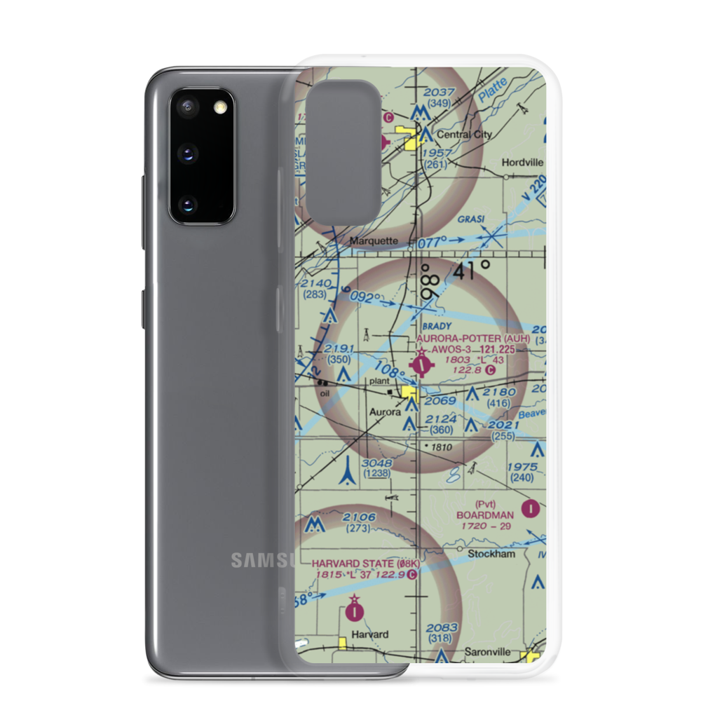 Aurora Municipal Al Potter Field (AUH) VFR Sectional Samsung Case Samsung Galaxy S20 model shown