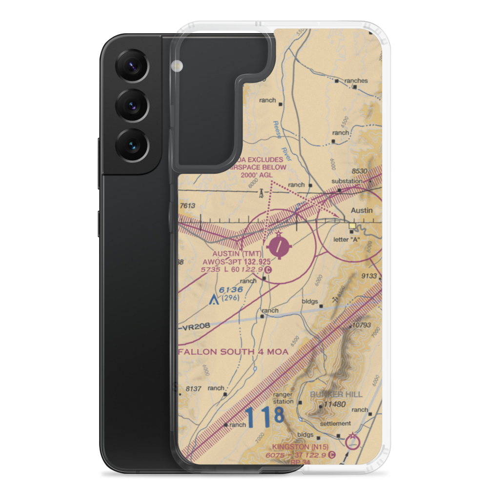 Austin Airport (TMT) VFR Sectional Samsung Case Samsung Galaxy S22 Plus model shown