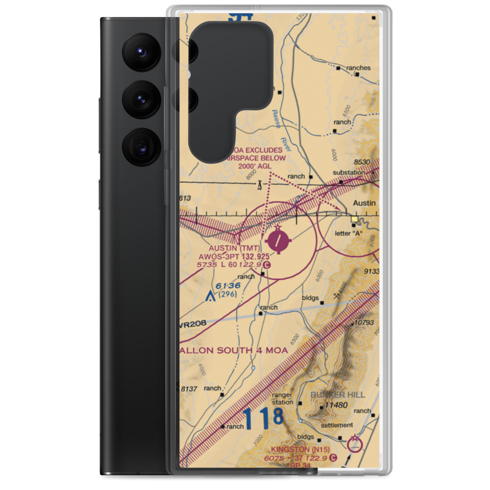 Austin Airport (TMT) VFR Sectional Samsung Case Samsung Galaxy S22 Ultra model shown