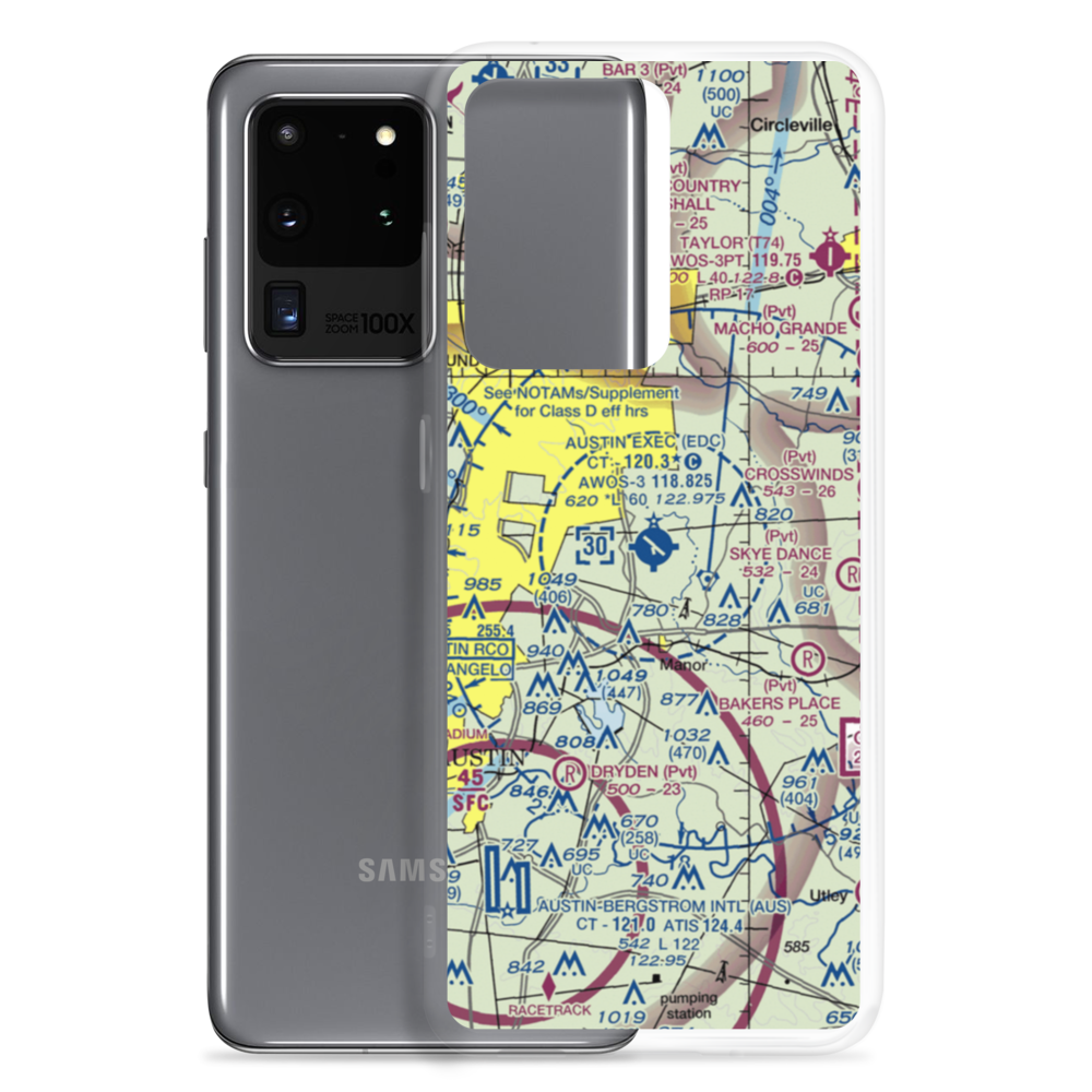 Austin Executive Airport (EDC) VFR Sectional Samsung Case Samsung Galaxy S20 Ultra model shown