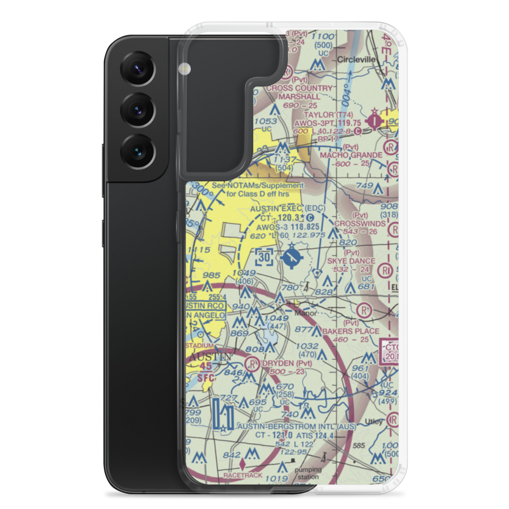 Austin Executive Airport (EDC) VFR Sectional Samsung Case Samsung Galaxy S22 Plus model shown