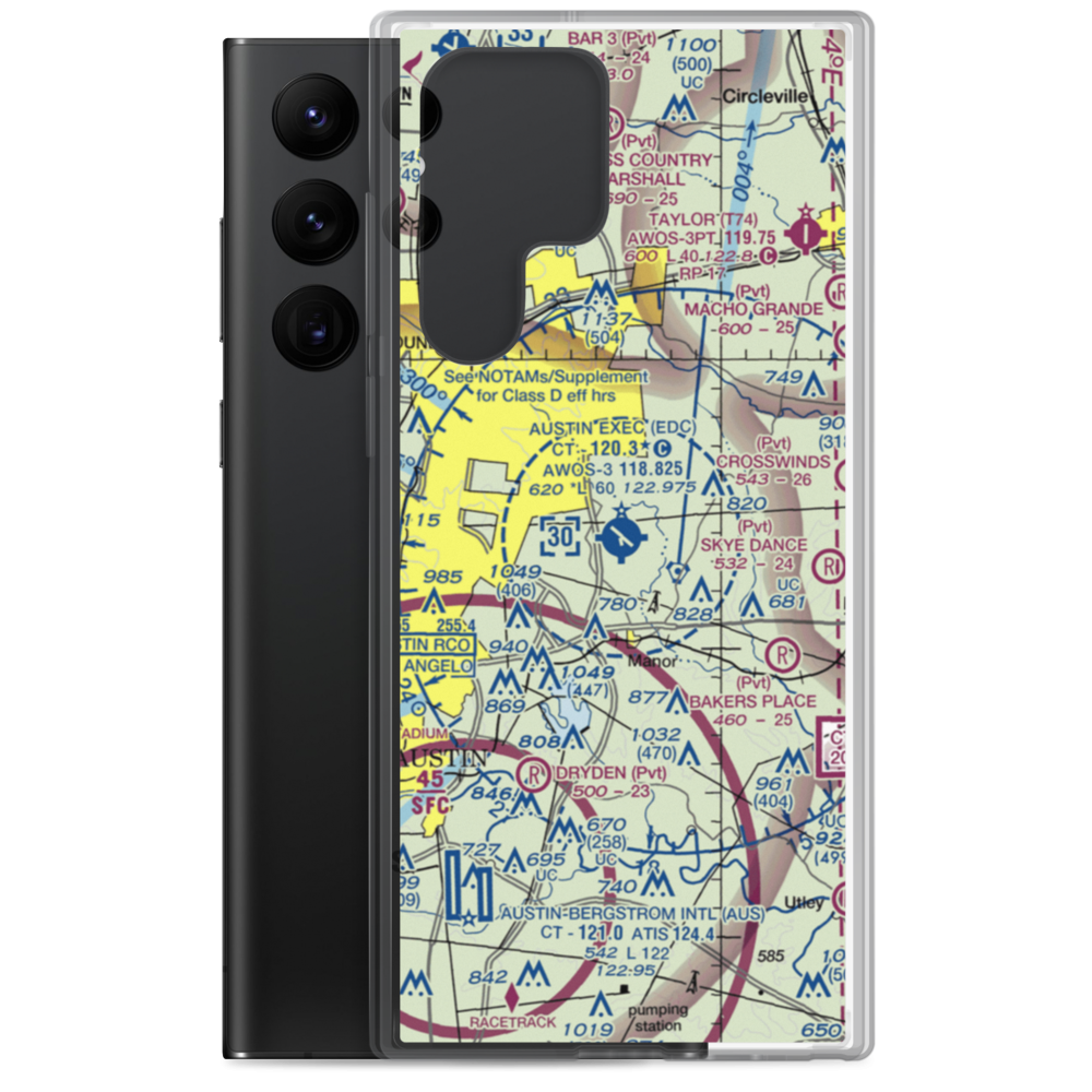 Austin Executive Airport (EDC) VFR Sectional Samsung Case Samsung Galaxy S22 Ultra model shown