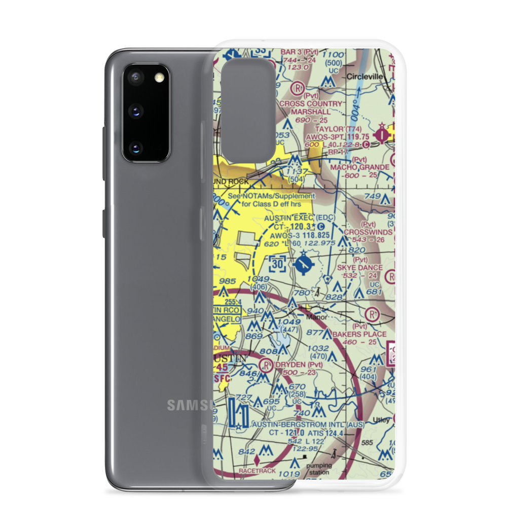 Austin Executive Airport (EDC) VFR Sectional Samsung Case Samsung Galaxy S20 model shown