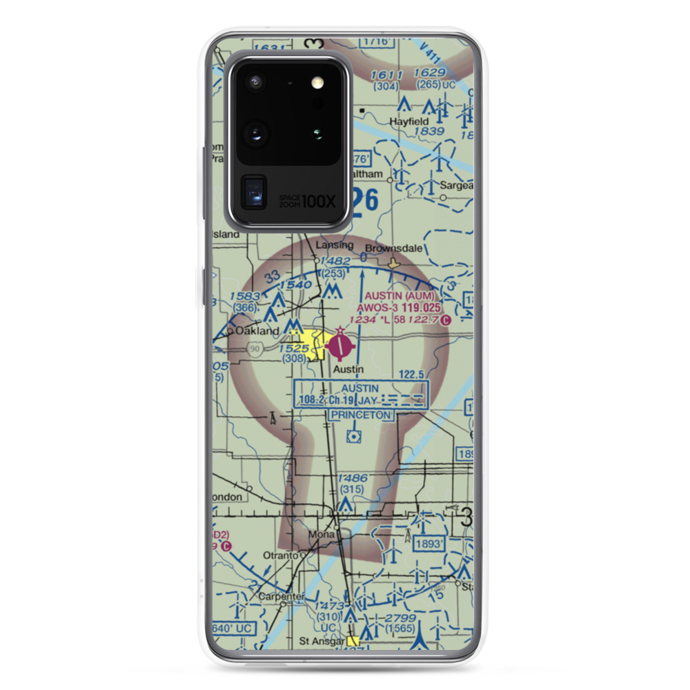Austin Municipal Airport (AUM) VFR Sectional Samsung Case Samsung Galaxy S20 Ultra model shown