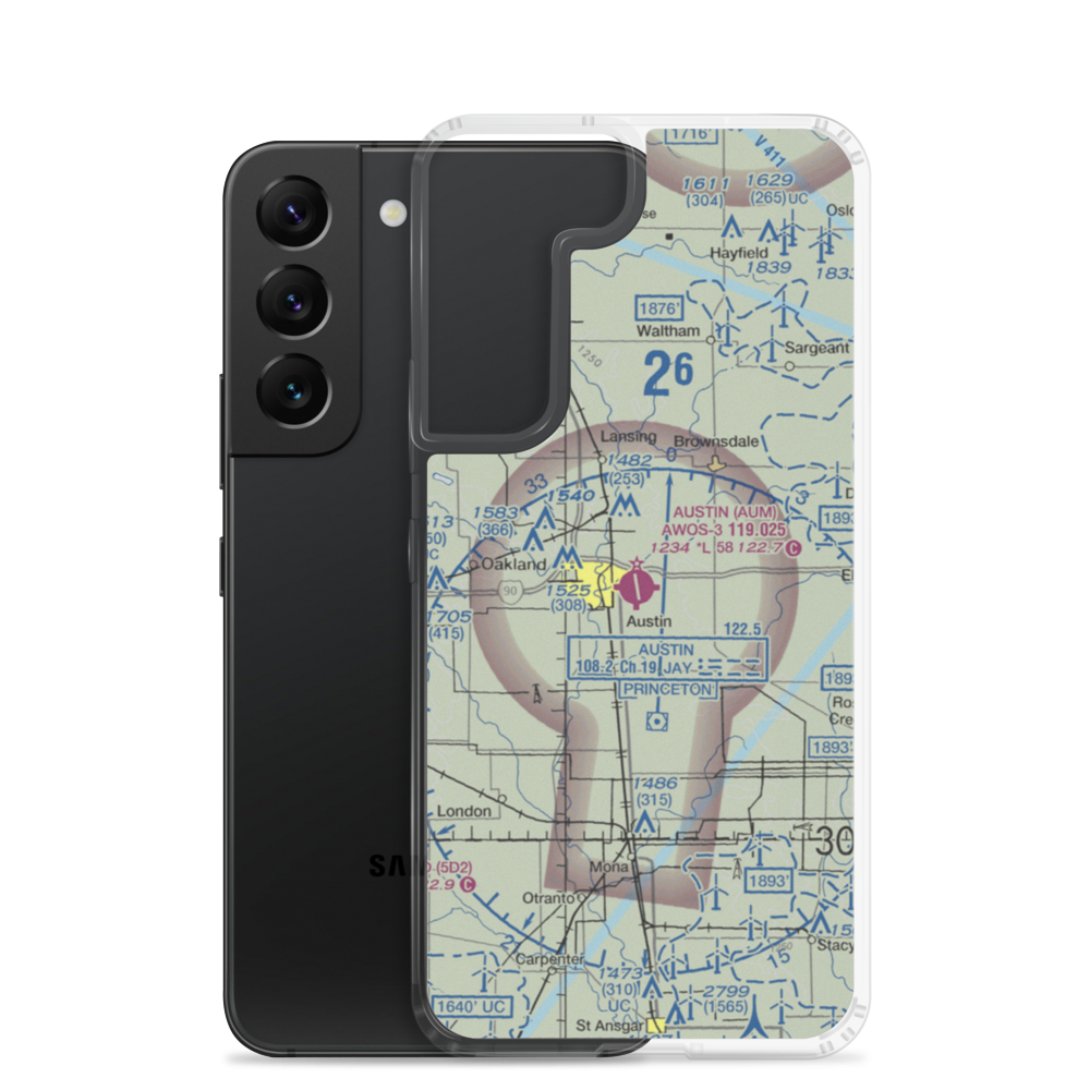 Austin Municipal Airport (AUM) VFR Sectional Samsung Case Samsung Galaxy S22 model shown
