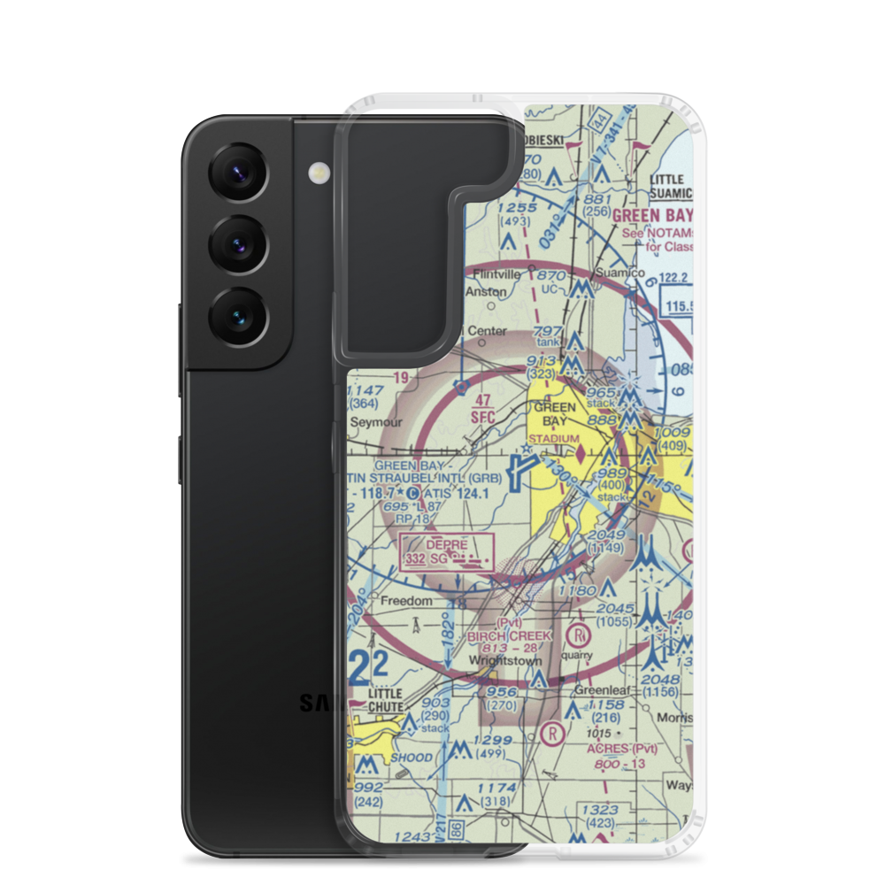 Austin Straubel International Airport (GRB) VFR Sectional Samsung Case Samsung Galaxy S22 model shown