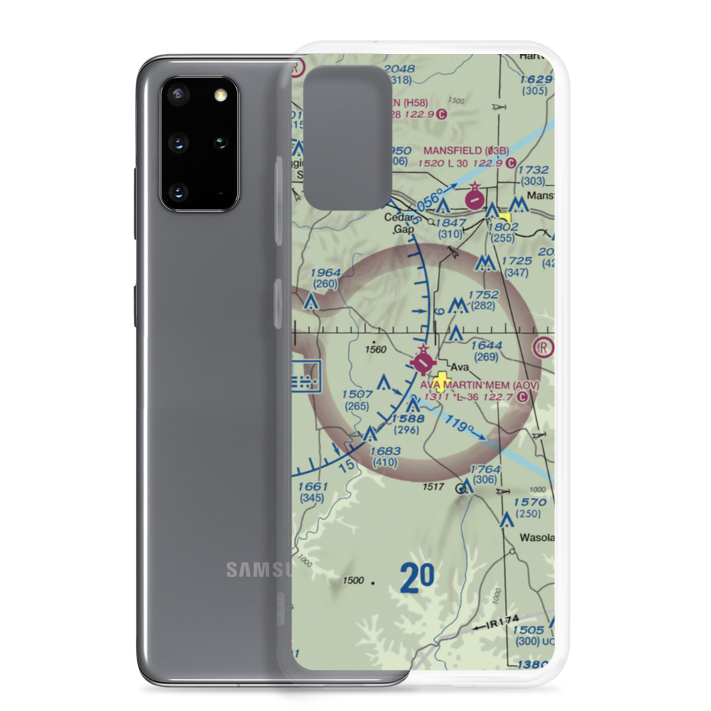 Ava Bill Martin Memorial Airport (AOV) VFR Sectional Samsung Case Samsung Galaxy S20 Plus model shown