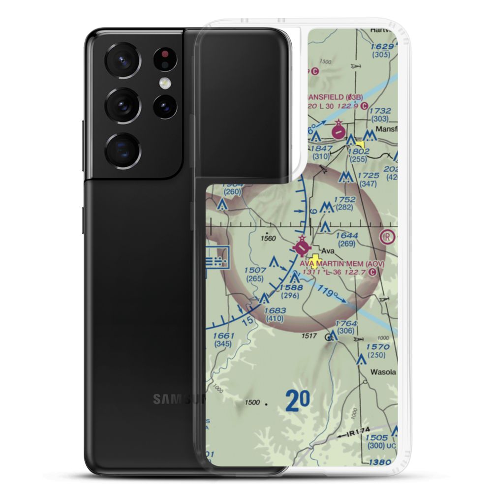 Ava Bill Martin Memorial Airport (AOV) VFR Sectional Samsung Case Samsung Galaxy S21 Ultra model shown
