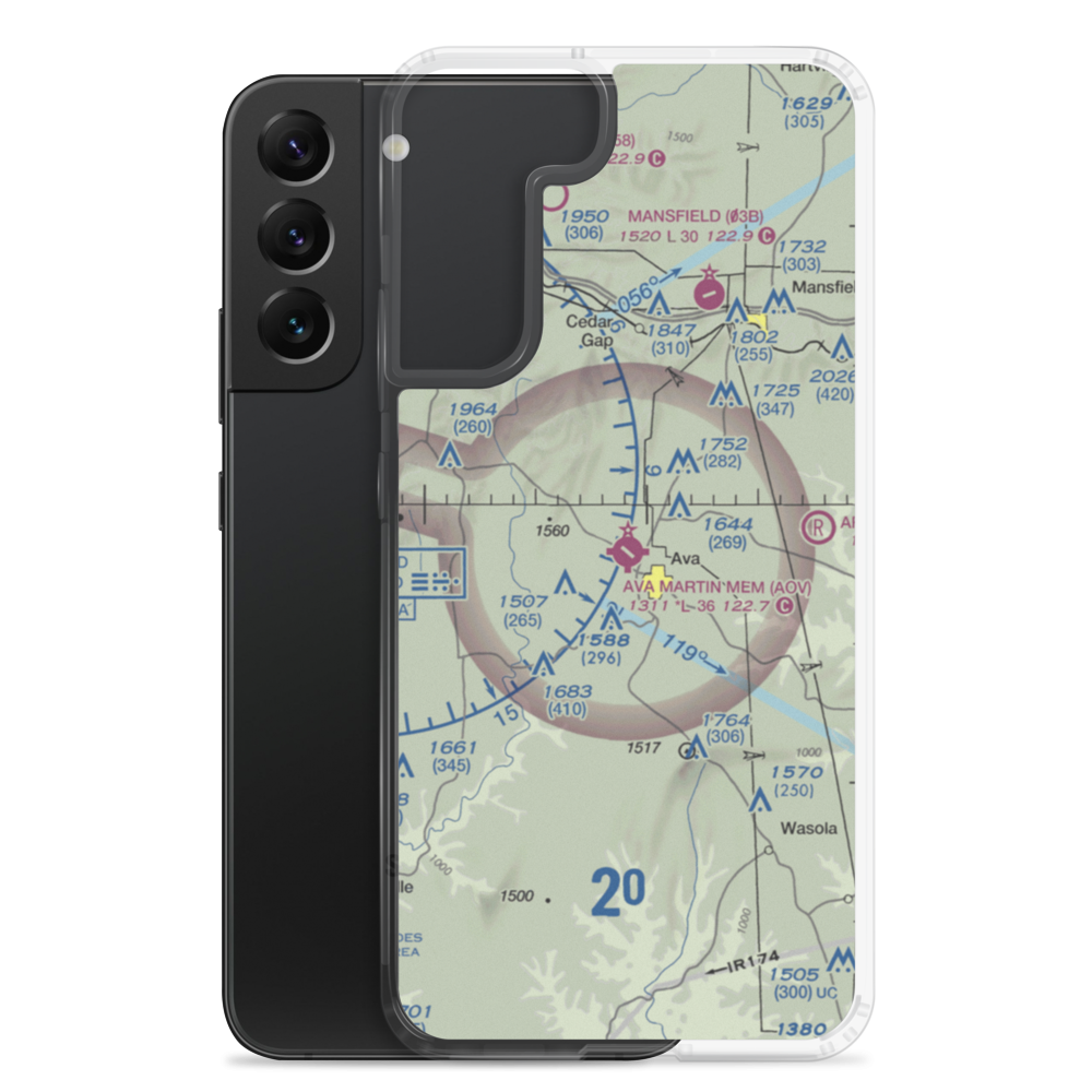 Ava Bill Martin Memorial Airport (AOV) VFR Sectional Samsung Case Samsung Galaxy S22 Plus model shown