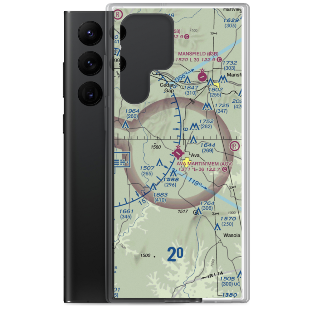 Ava Bill Martin Memorial Airport (AOV) VFR Sectional Samsung Case Samsung Galaxy S22 Ultra model shown