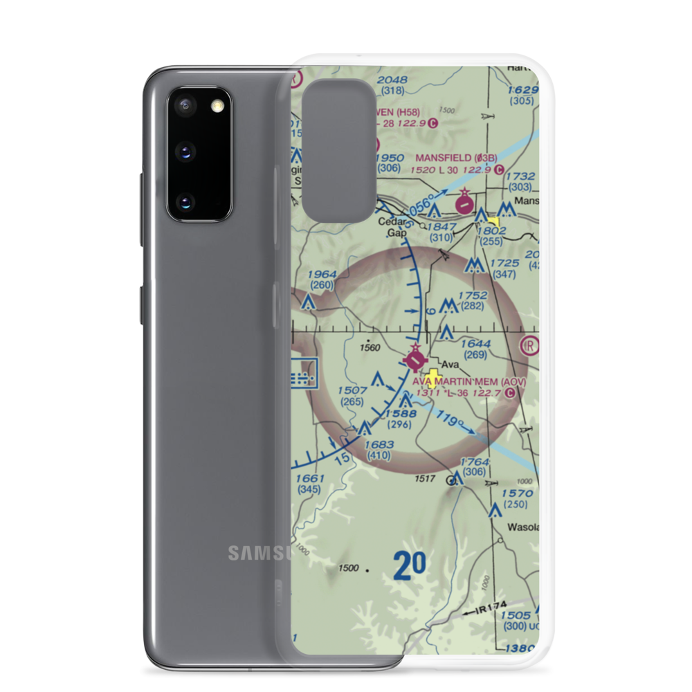 Ava Bill Martin Memorial Airport (AOV) VFR Sectional Samsung Case Samsung Galaxy S20 model shown