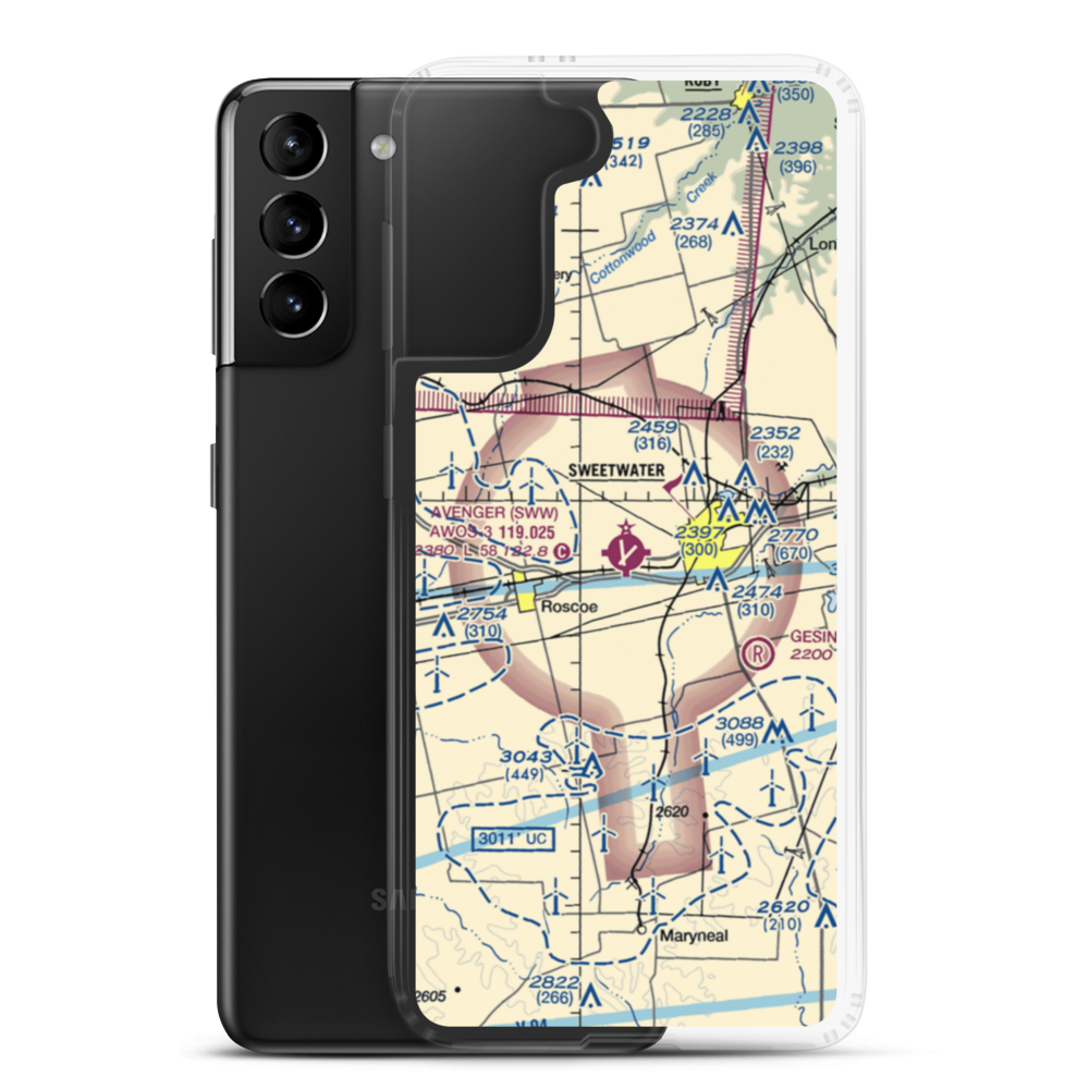 Avenger Field (SWW) VFR Sectional Samsung Case Samsung Galaxy S21 Plus model shown
