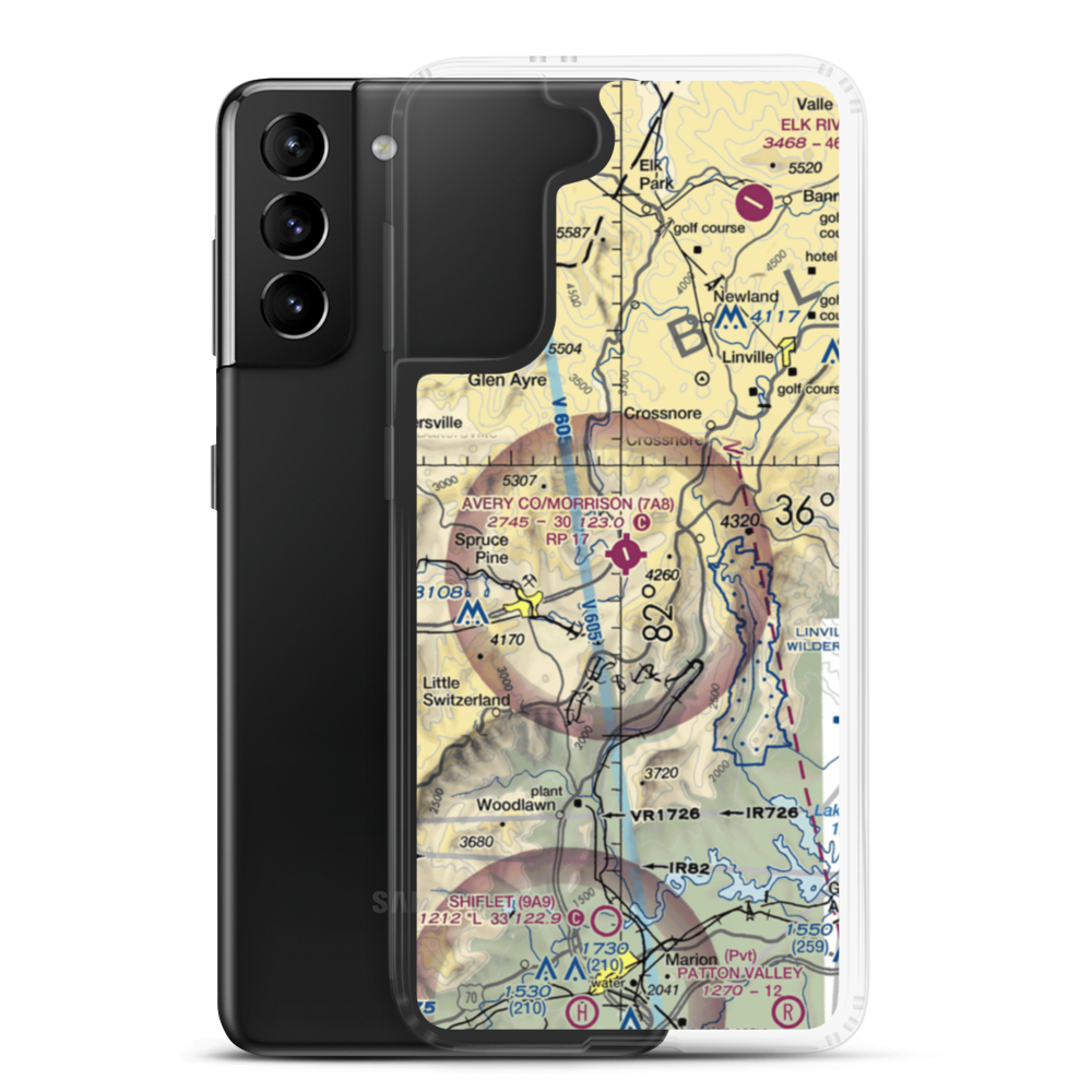 Avery County Morrison Field (7A8) VFR Sectional Samsung Case Samsung Galaxy S21 Plus model shown