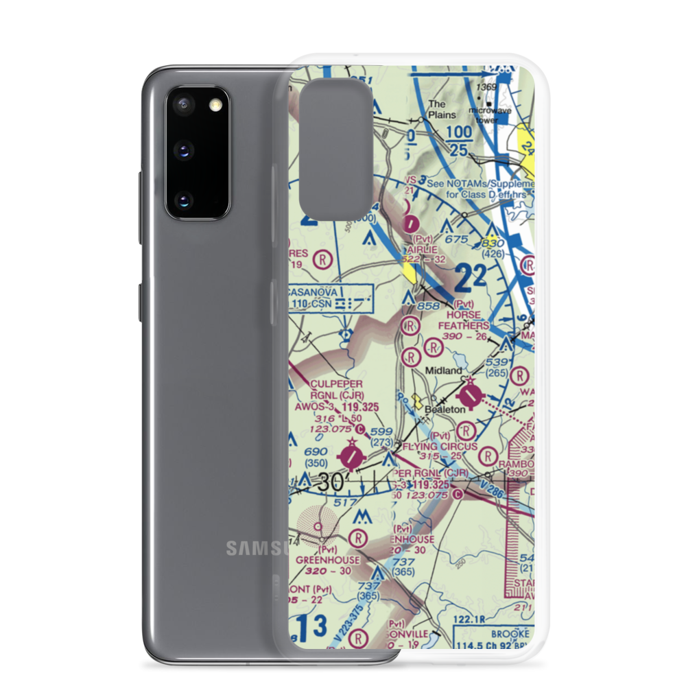 Aviacres Airport (3VA2) VFR Sectional Samsung Case Samsung Galaxy S20 model shown
