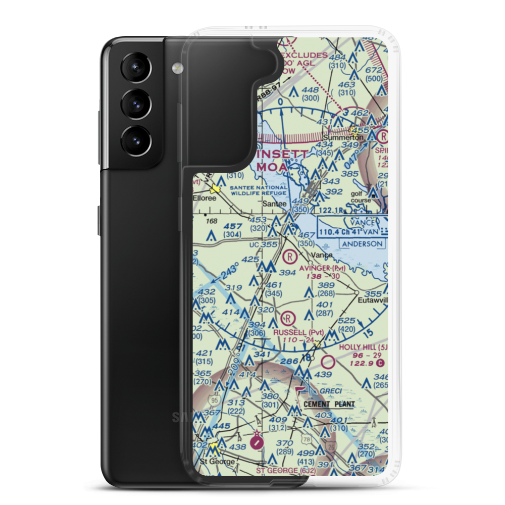 Avinger Field (SC87) VFR Sectional Samsung Case Samsung Galaxy S21 Plus model shown