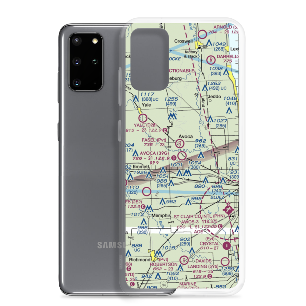 Avoca Airport (39G) VFR Sectional Samsung Case Samsung Galaxy S20 Plus model shown