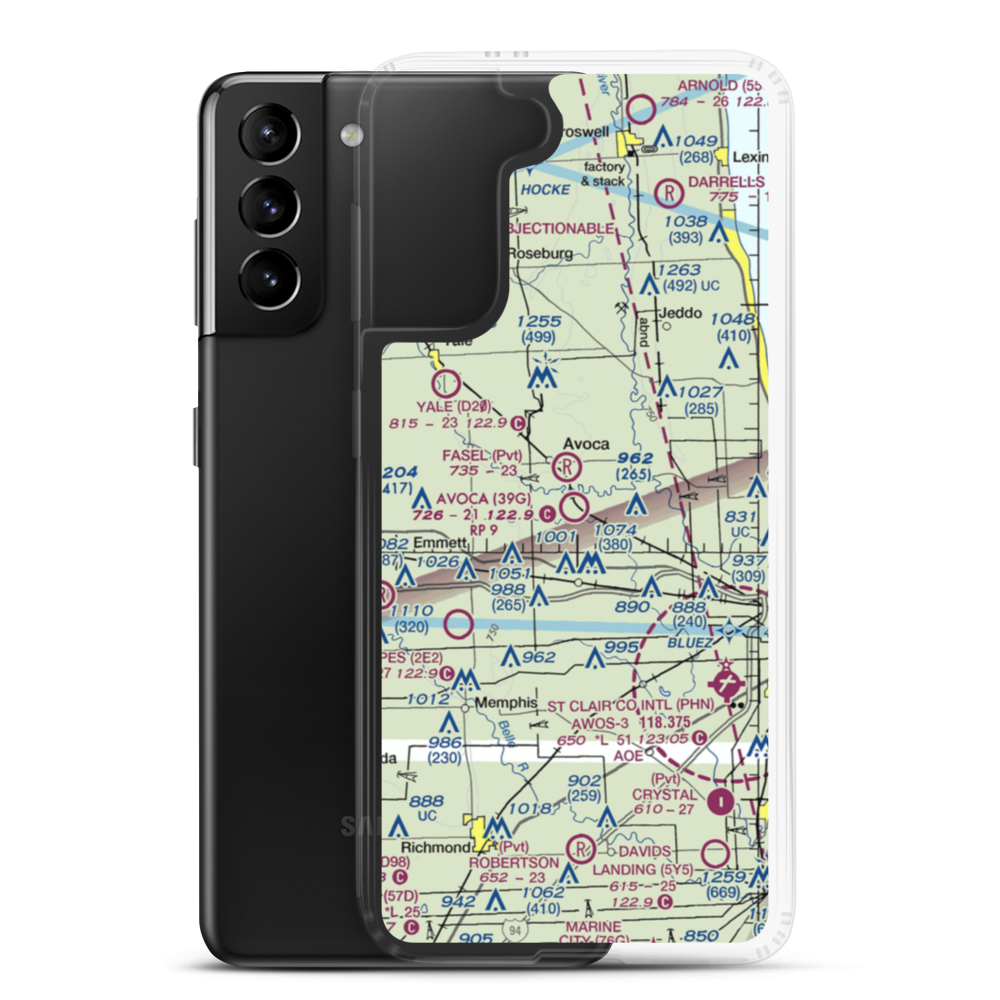 Avoca Airport (39G) VFR Sectional Samsung Case Samsung Galaxy S21 Plus model shown