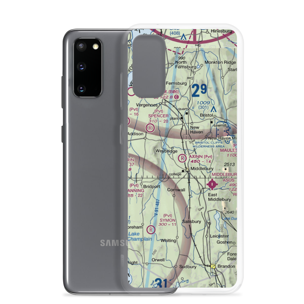 Axinn Airport (VT14) VFR Sectional Samsung Case Samsung Galaxy S20 model shown