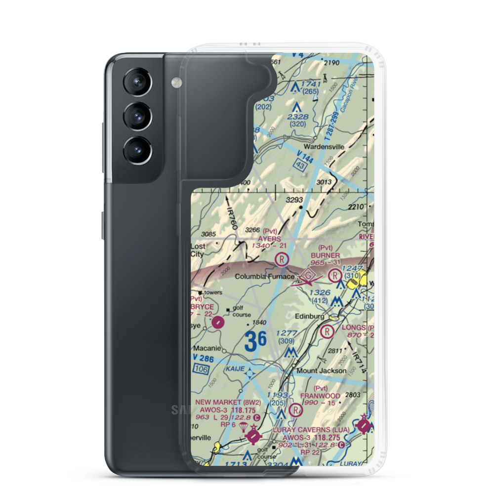Ayers Airport (VA93) VFR Sectional Samsung Case Samsung Galaxy S21 model shown