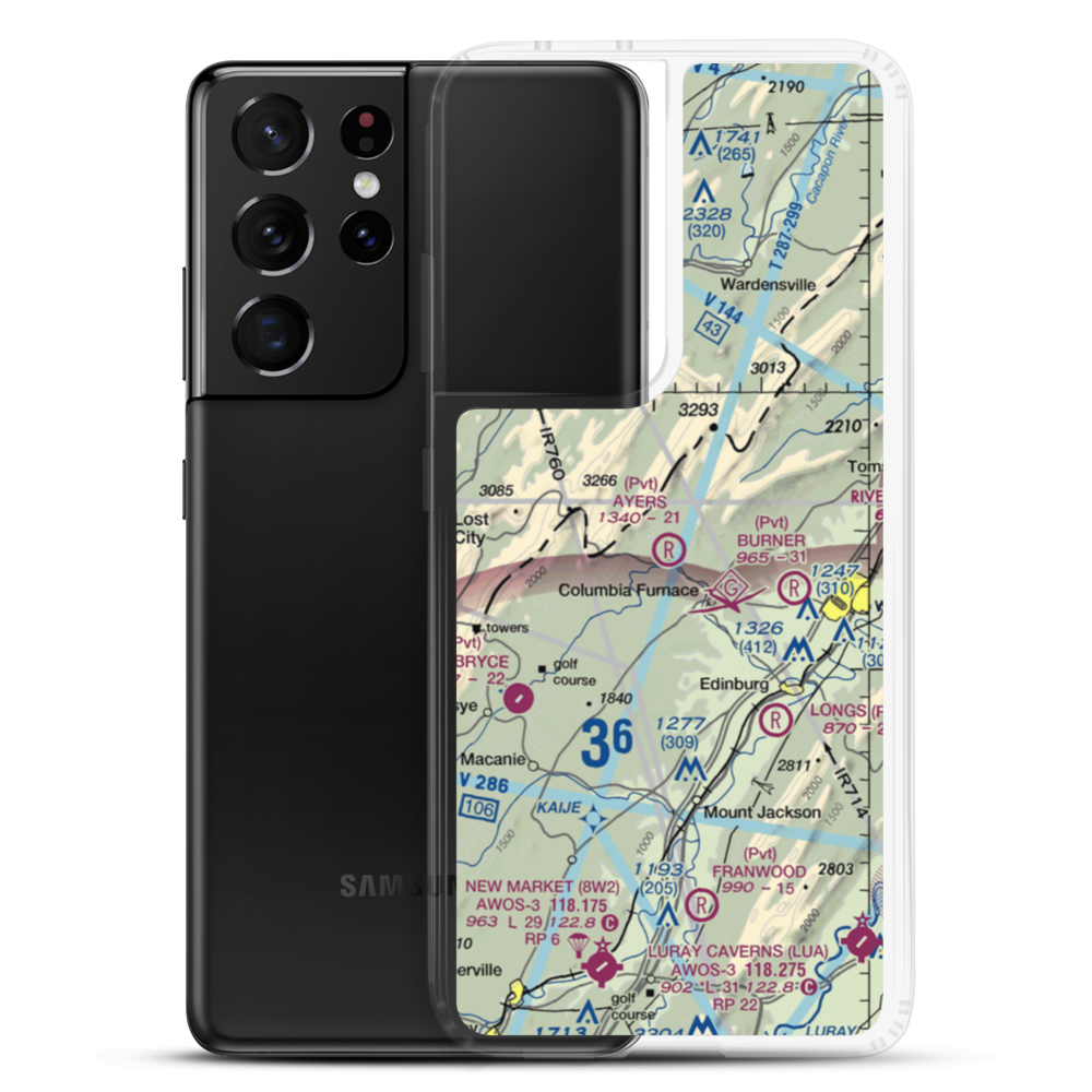 Ayers Airport (VA93) VFR Sectional Samsung Case Samsung Galaxy S21 Ultra model shown