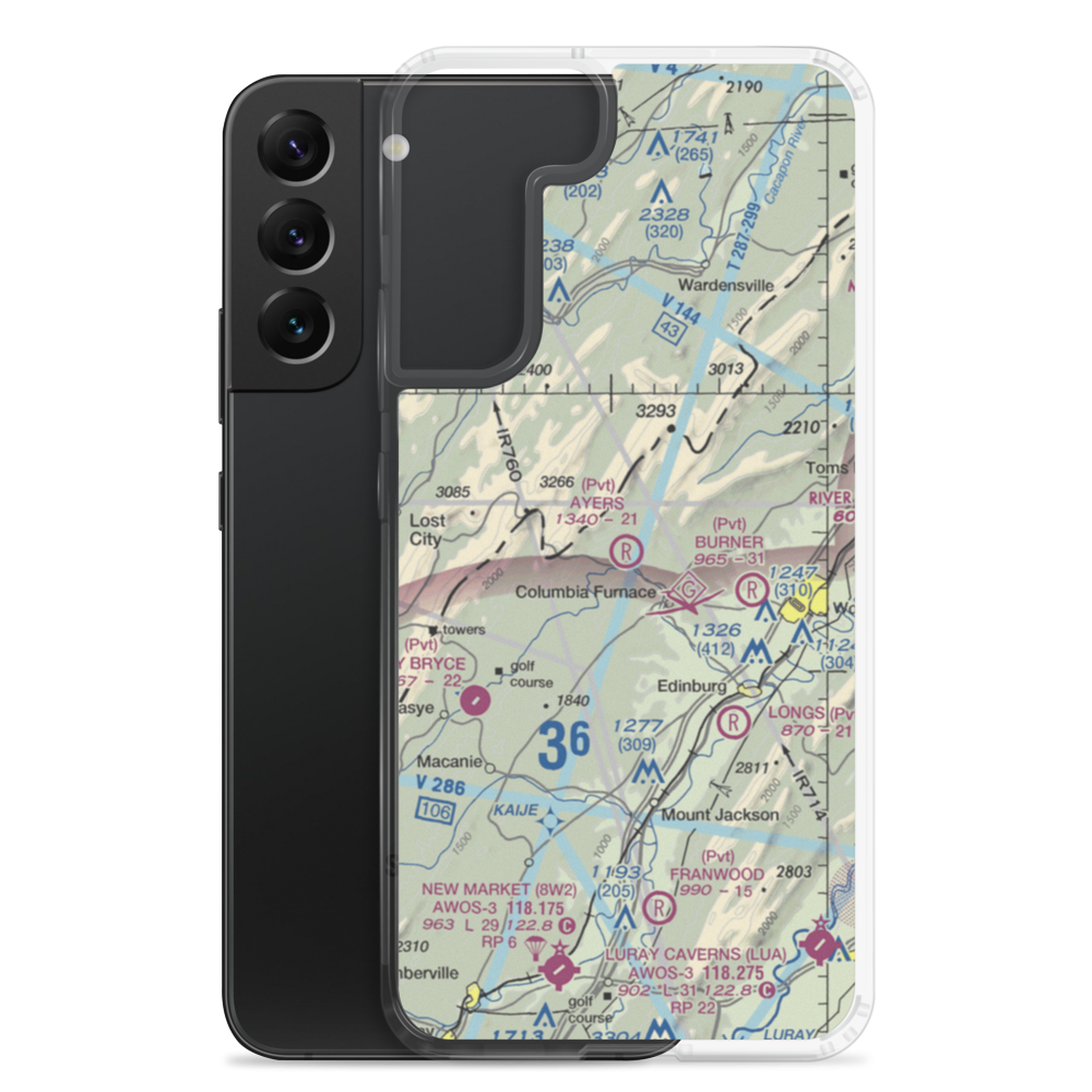 Ayers Airport (VA93) VFR Sectional Samsung Case Samsung Galaxy S22 Plus model shown