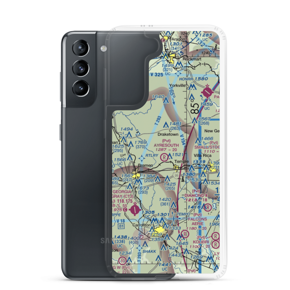 Ayresouth Airport (0GA3) VFR Sectional Samsung Case Samsung Galaxy S21 model shown