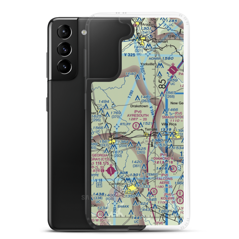 Ayresouth Airport (0GA3) VFR Sectional Samsung Case Samsung Galaxy S21 Plus model shown