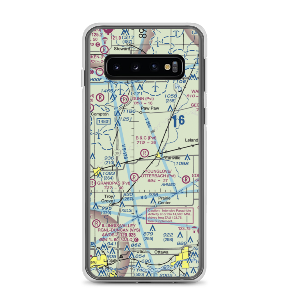 B & C Airport (IL99) VFR Sectional Samsung Case Samsung Galaxy S10 model shown