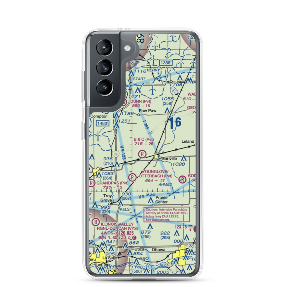 B & C Airport (IL99) VFR Sectional Samsung Case Samsung Galaxy S21 model shown