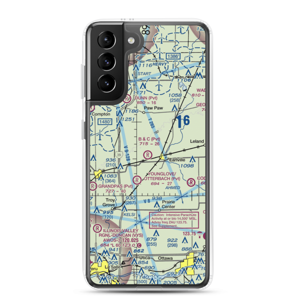 B & C Airport (IL99) VFR Sectional Samsung Case Samsung Galaxy S21 Plus model shown