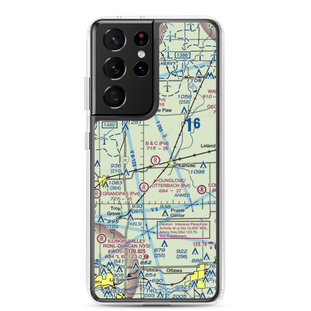 B & C Airport (IL99) VFR Sectional Samsung Case Samsung Galaxy S21 Ultra model shown