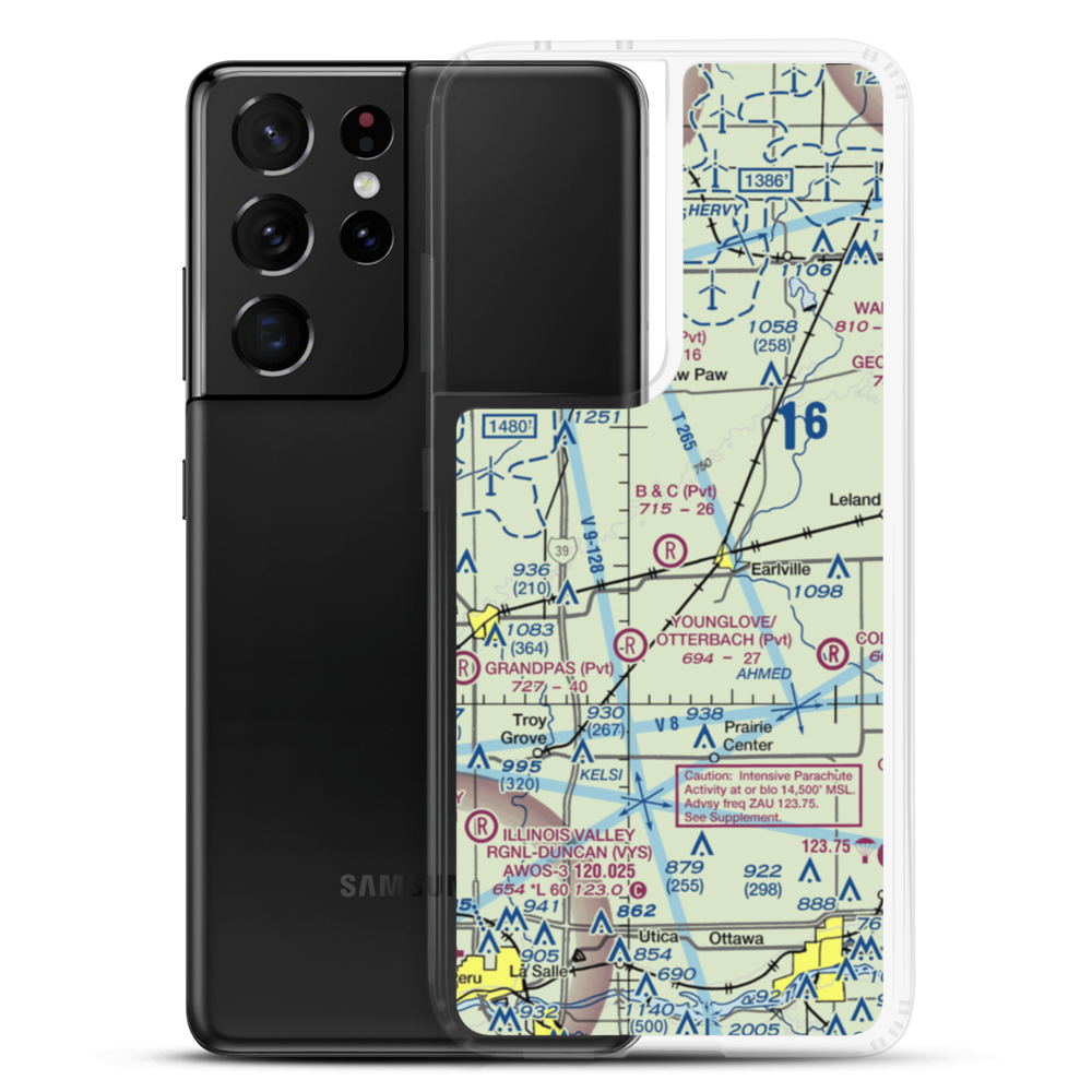 B & C Airport (IL99) VFR Sectional Samsung Case Samsung Galaxy S21 Ultra model shown