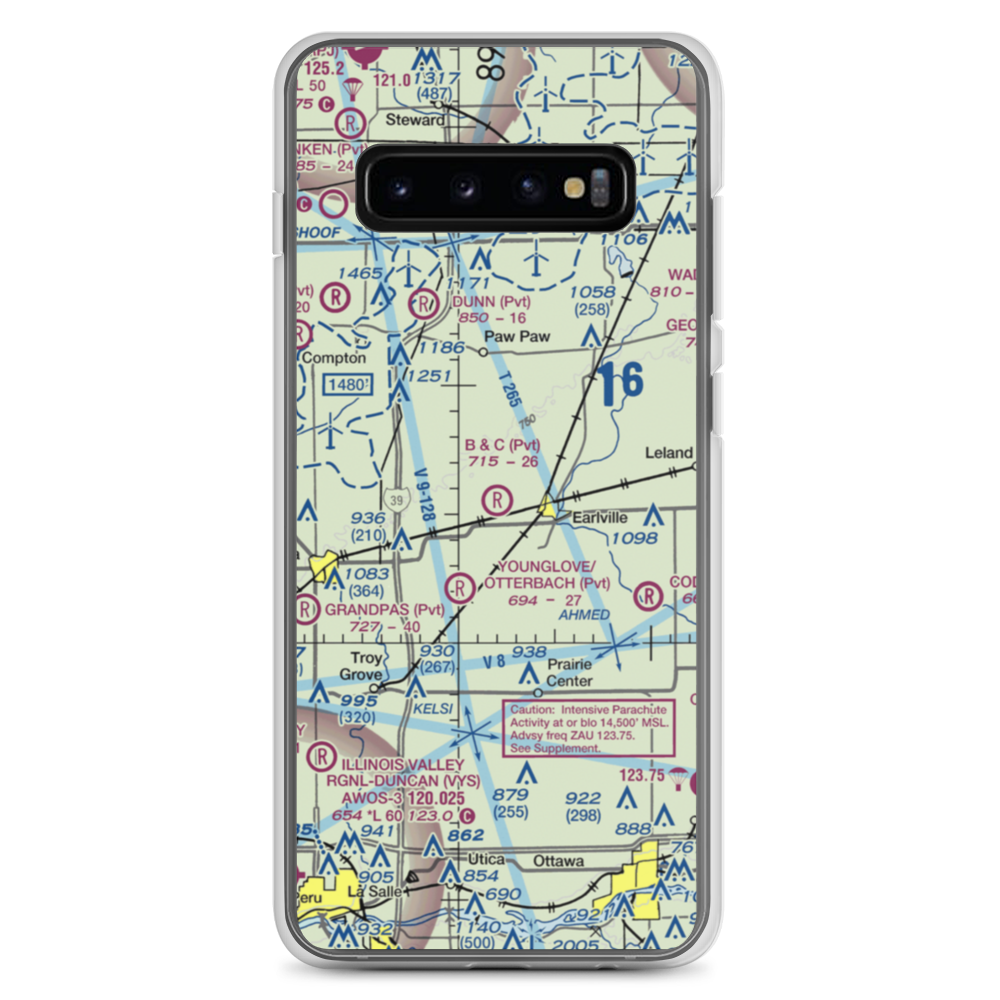 B & C Airport (IL99) VFR Sectional Samsung Case Samsung Galaxy S10+ model shown