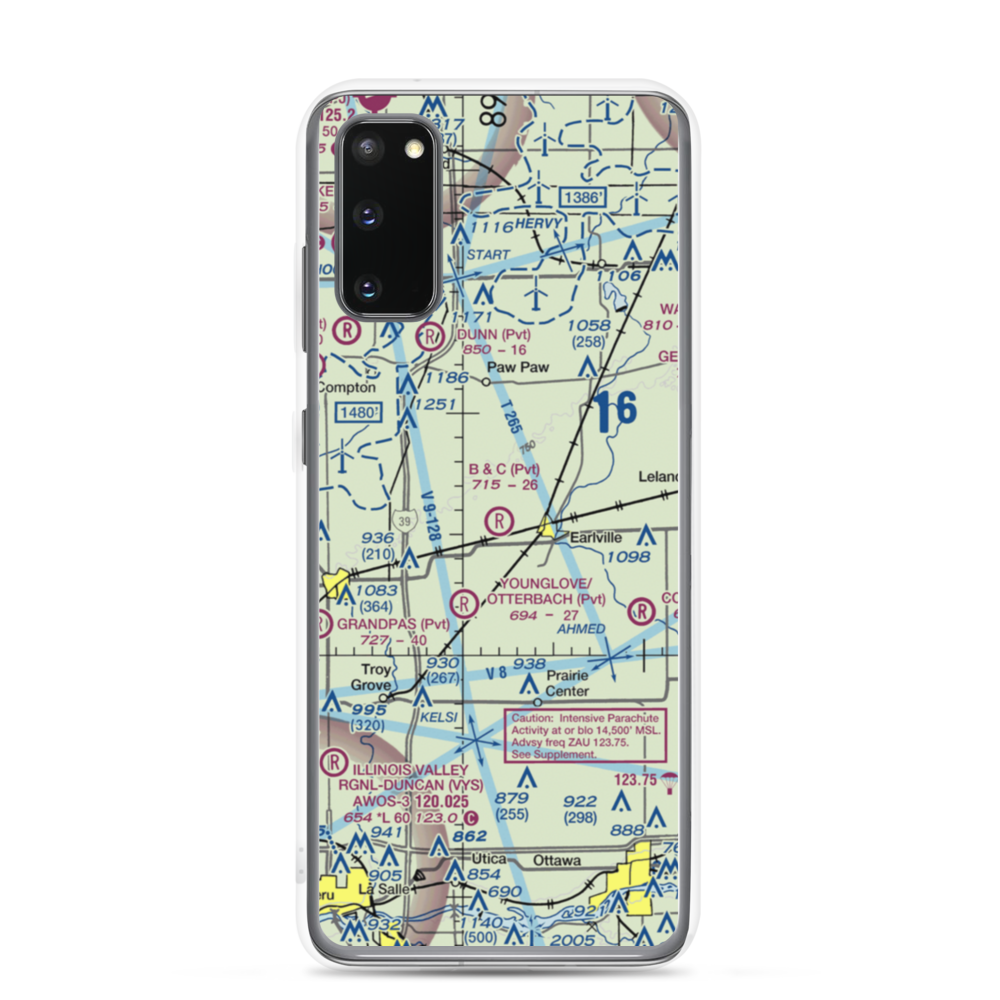 B & C Airport (IL99) VFR Sectional Samsung Case Samsung Galaxy S20 model shown