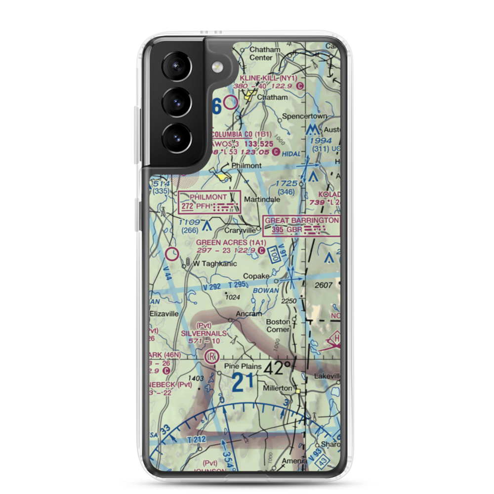 B Flat Farm Airport (3NK8) VFR Sectional Samsung Case Samsung Galaxy S21 Plus model shown