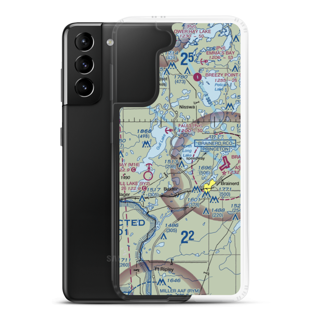 B I R Airport (MY55) VFR Sectional Samsung Case Samsung Galaxy S21 Plus model shown