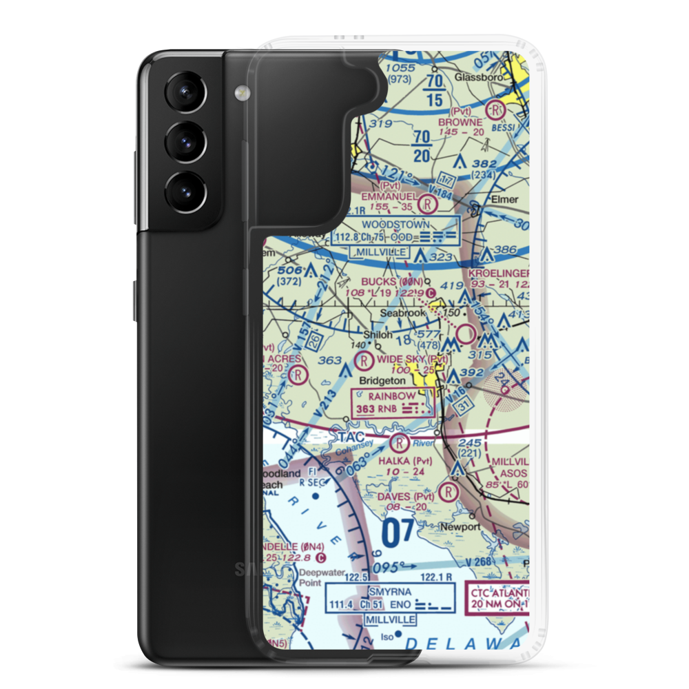 B J Farms Airport (NJ06) VFR Sectional Samsung Case Samsung Galaxy S21 Plus model shown