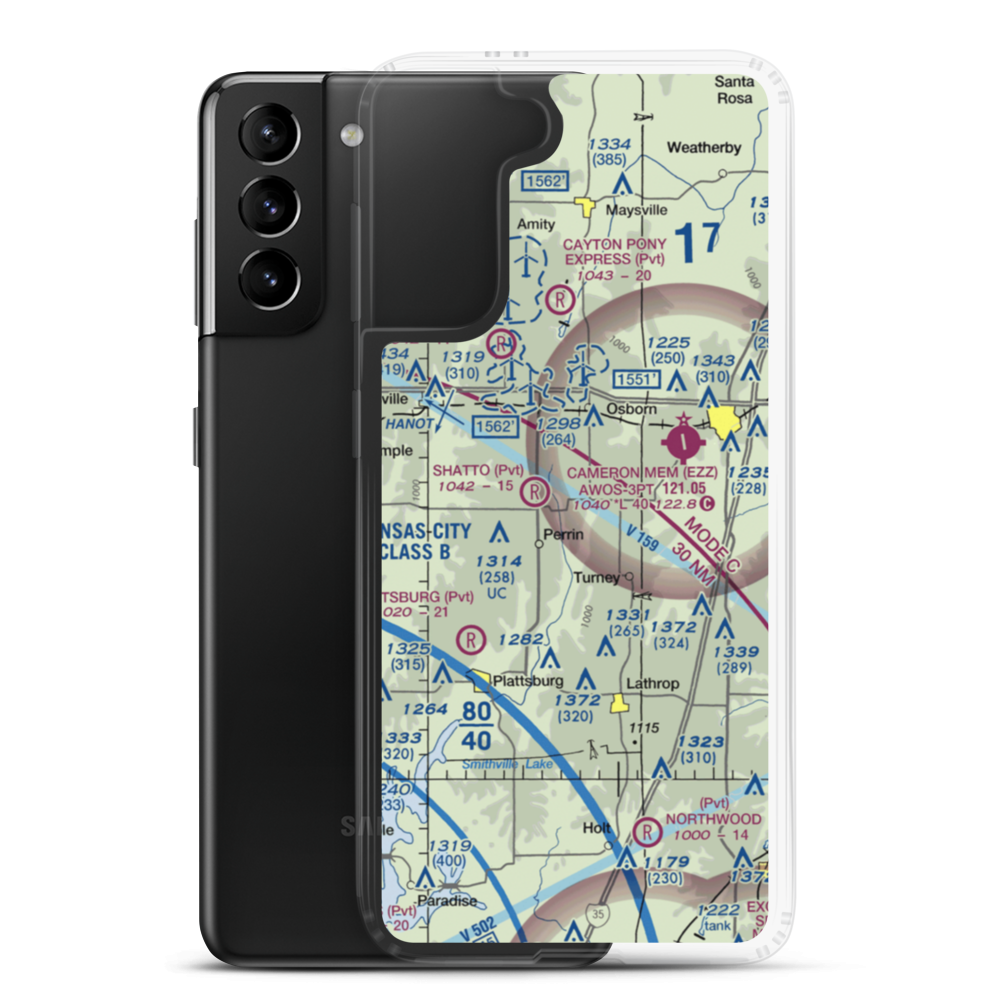 B-B Airfield (17MU) VFR Sectional Samsung Case Samsung Galaxy S21 Plus model shown