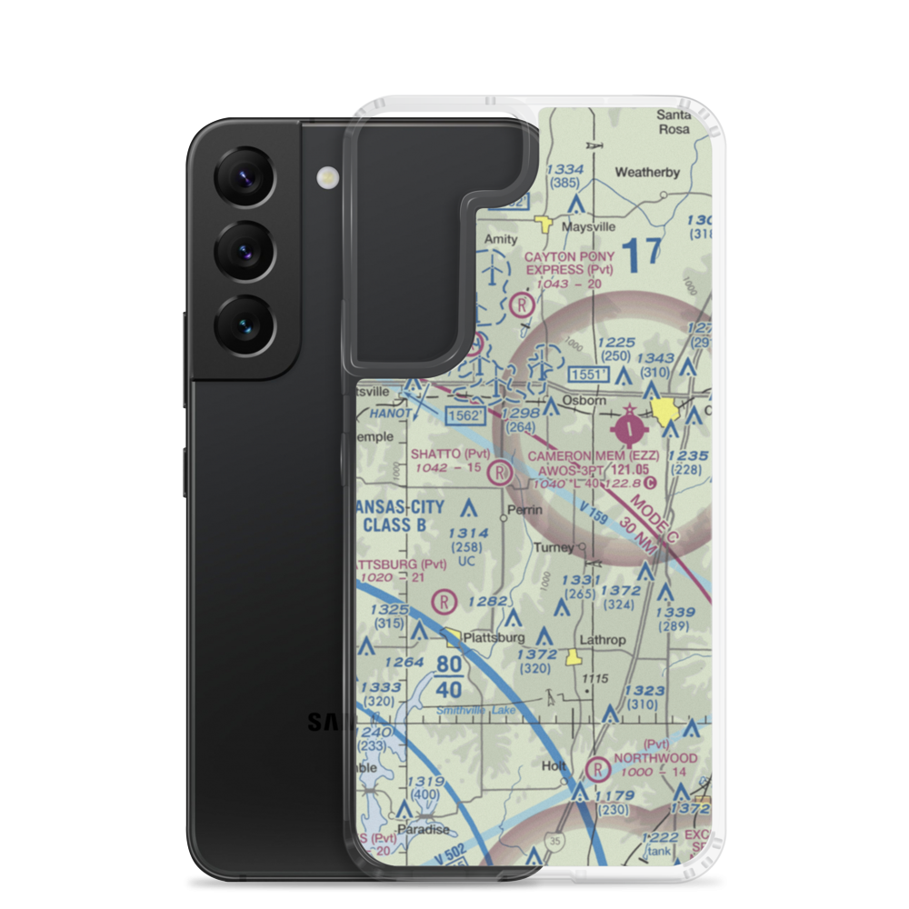 B-B Airfield (17MU) VFR Sectional Samsung Case Samsung Galaxy S22 model shown