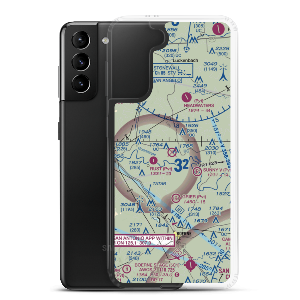 B. J. Mc Combs Sisterdale Airport (08TE) VFR Sectional Samsung Case Samsung Galaxy S21 Plus model shown