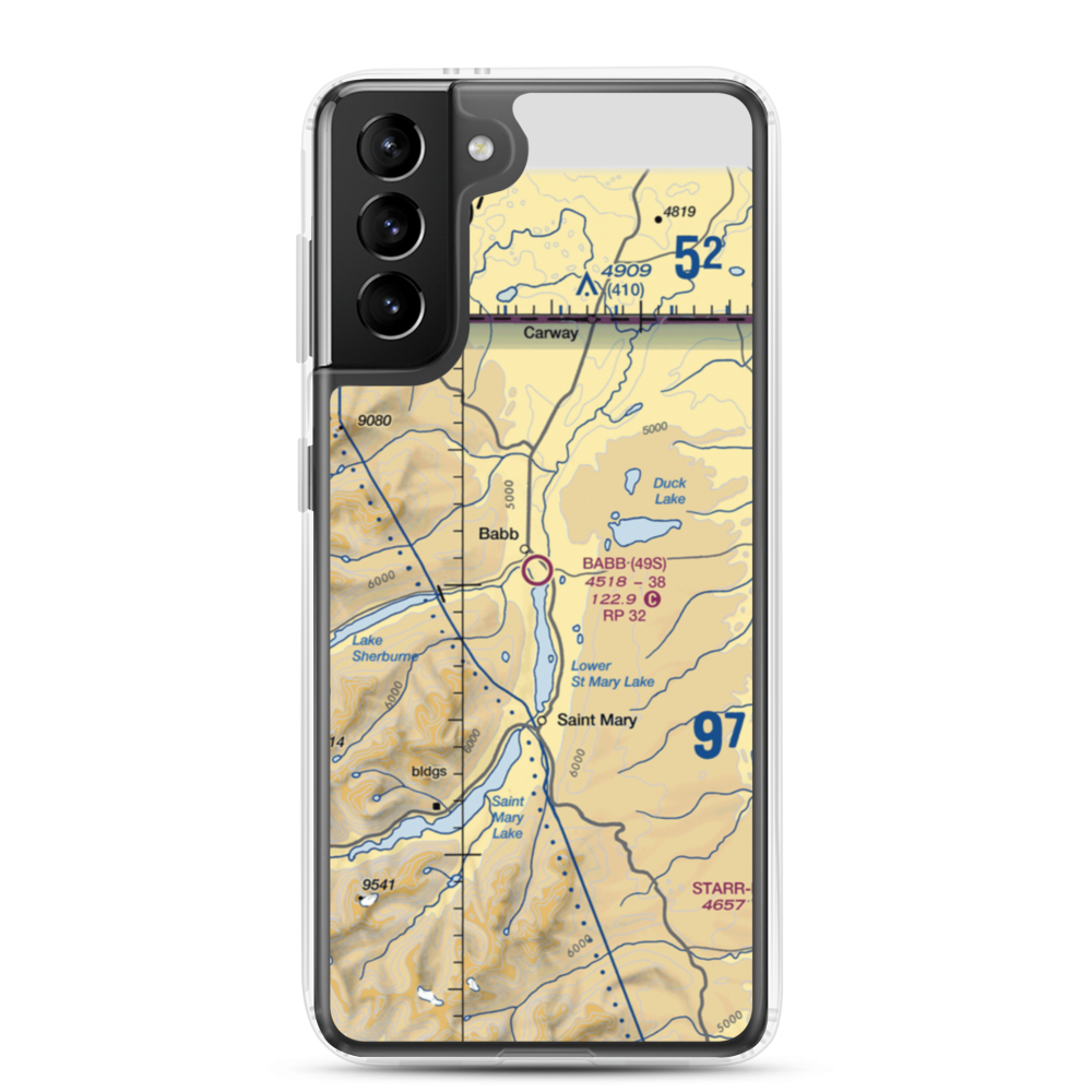 Babb Airport (49S) VFR Sectional Samsung Case Samsung Galaxy S21 Plus model shown