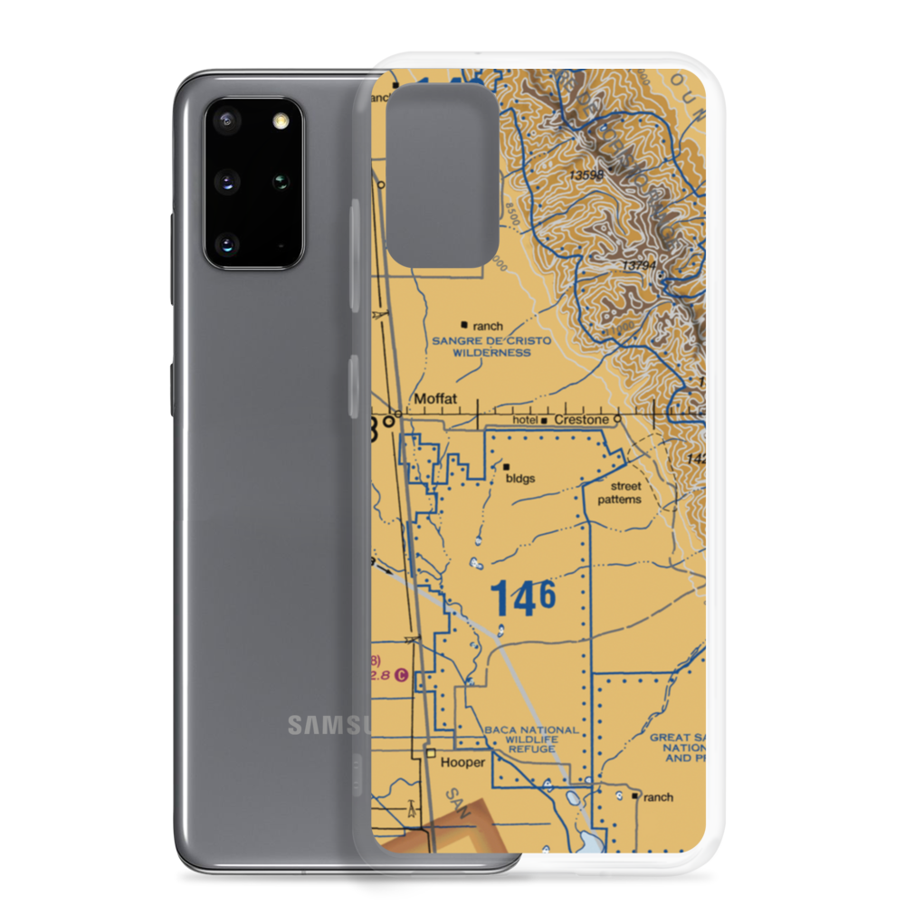 Baca Grande Airfield (BCJ) VFR Sectional Samsung Case Samsung Galaxy S20 Plus model shown