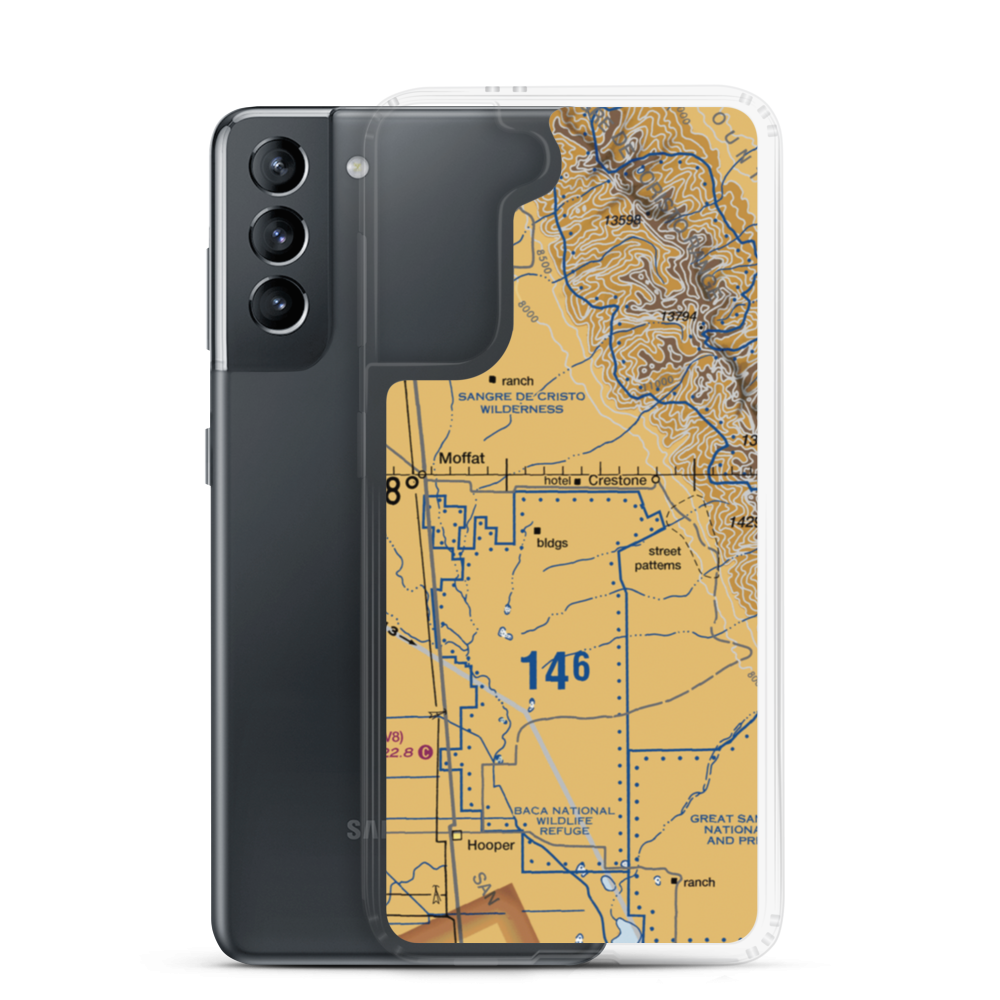 Baca Grande Airfield (BCJ) VFR Sectional Samsung Case Samsung Galaxy S21 model shown