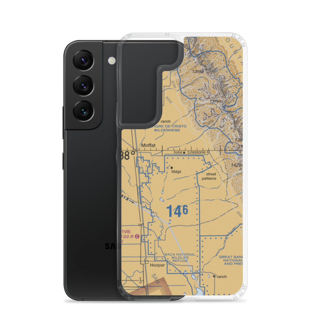 Baca Grande Airfield (BCJ) VFR Sectional Samsung Case Samsung Galaxy S22 model shown
