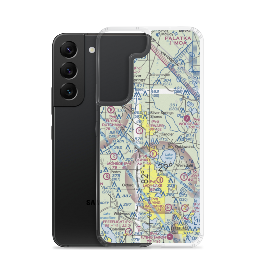 Back Achers Airport (8FL3) VFR Sectional Samsung Case Samsung Galaxy S22 model shown