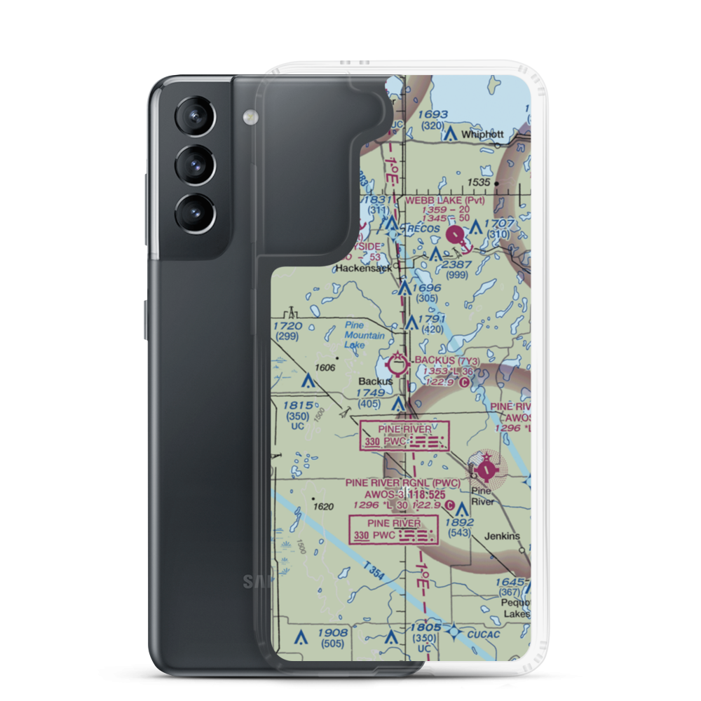 Backus Municipal Airport (7Y3) VFR Sectional Samsung Case Samsung Galaxy S21 model shown