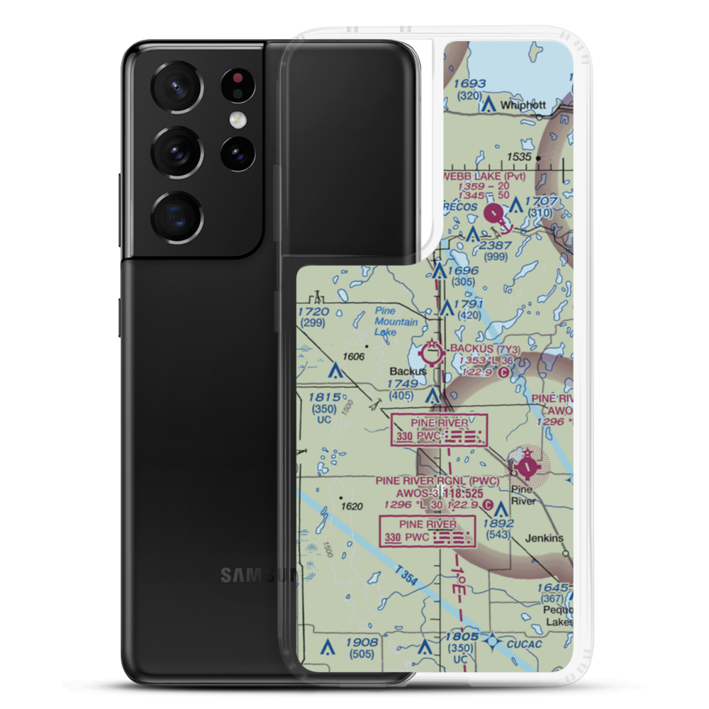 Backus Municipal Airport (7Y3) VFR Sectional Samsung Case Samsung Galaxy S21 Ultra model shown