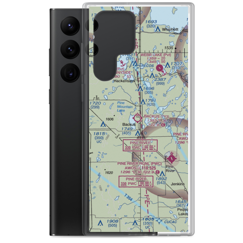 Backus Municipal Airport (7Y3) VFR Sectional Samsung Case Samsung Galaxy S22 Ultra model shown