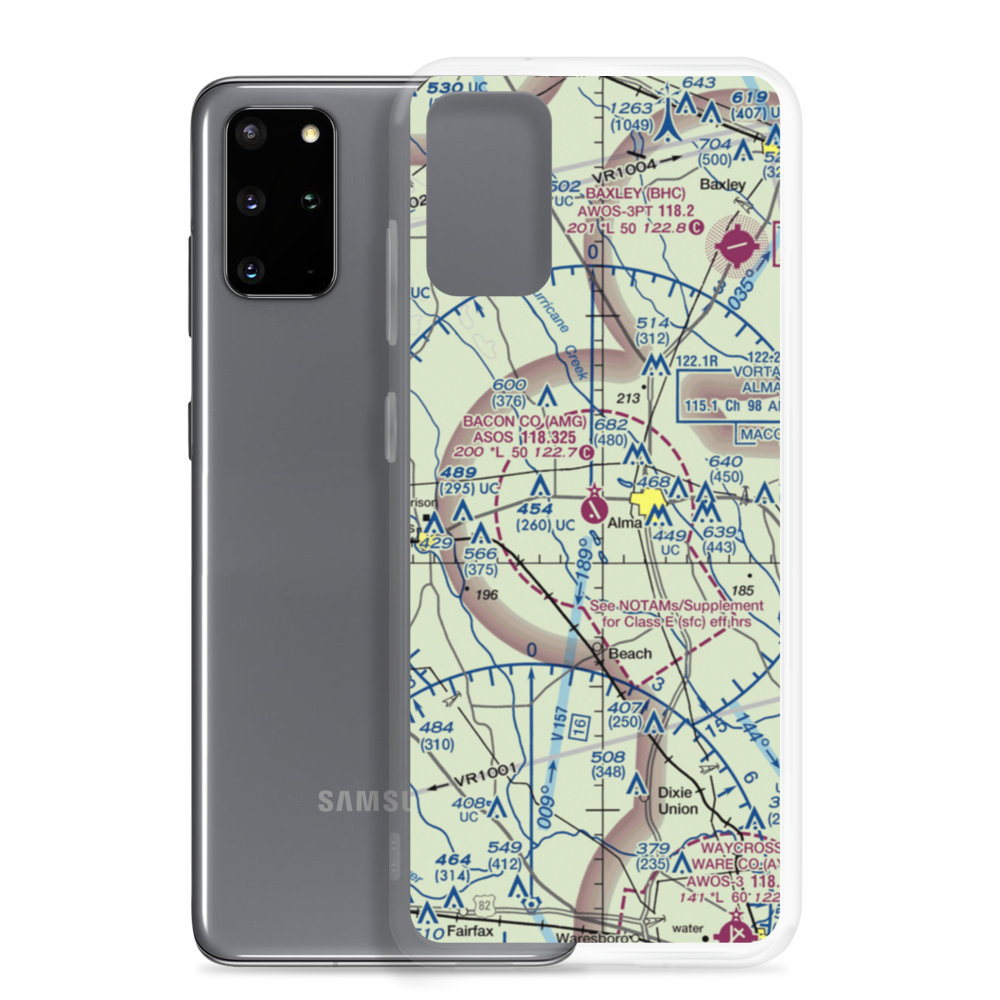 Bacon County Airport (AMG) VFR Sectional Samsung Case Samsung Galaxy S20 Plus model shown